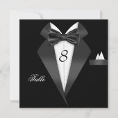 Carte de placement de numéro de table noir Tuxedo (Dos)