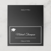 Carte de placement de remise de diplôme noir et bl (Extérieur déplié)
