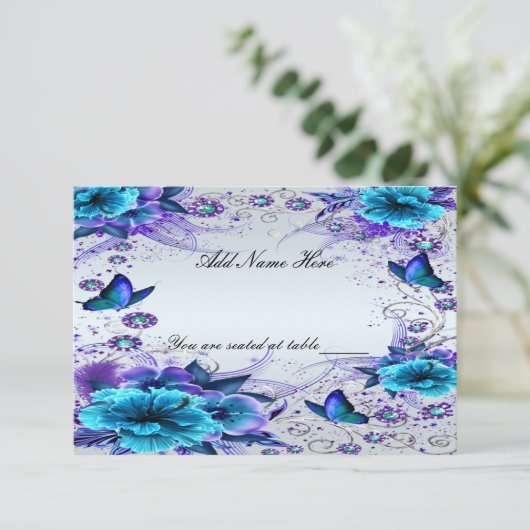 Carte de placement de table à motif floral et papi (Debout devant)