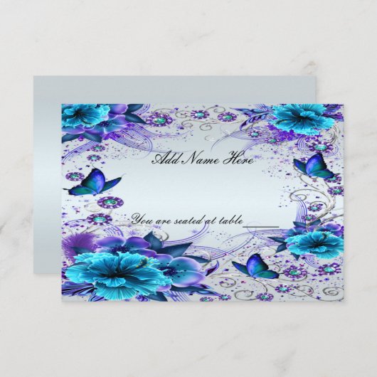 Carte de placement de table à motif floral et papi (Devant / Derrière)