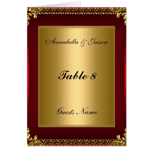 Carte de placement de table et menu (Devant)