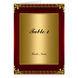 Carte de placement de table et menu or et rouge