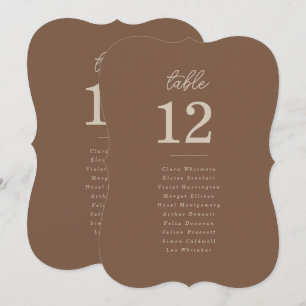 Carte de placement de table minimaliste marron bei