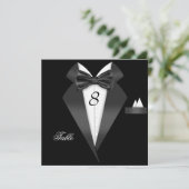 Carte de Placement de Table Noir Smoking (Debout devant)