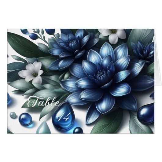 Carte de placement de table unique à peinture bleu (Devant Horizontal)