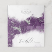 Carte De Placement Debbie U-W Marble Parties scintillant Mariage Plum (Extérieur déplié)