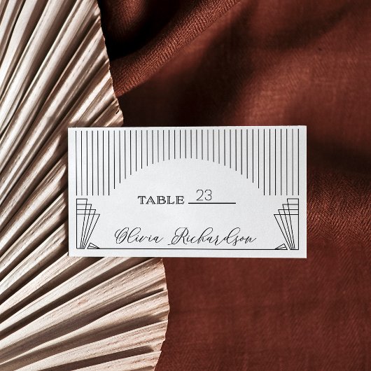 Carte De Placement Déco moderne | Élégant Mariage noir et blanc