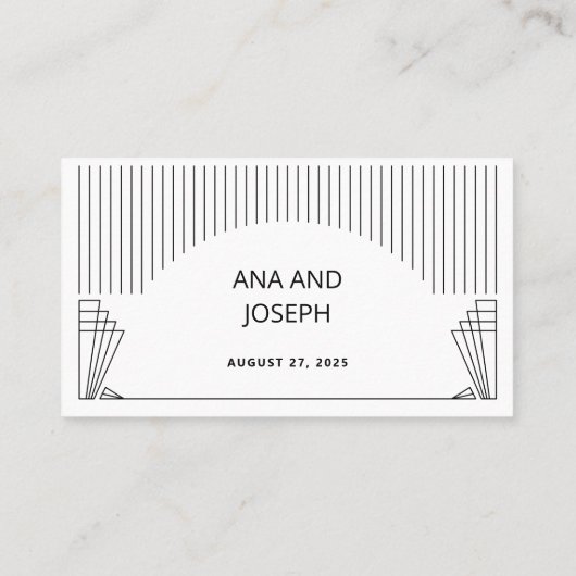 Carte De Placement Déco moderne | Élégant Mariage noir et blanc (Dos)