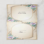Carte De Placement Decorative Floral Frame with Pearls Place Card (Extérieur déplié)