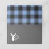 Carte De Placement Deer Hunter Lodge Baby shower Antlers Boy Blue (Extérieur déplié)