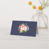Carte De Placement Déjeuner nuptial de fleurs d'aquarelle de la marin (Dos)