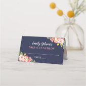 Carte De Placement Déjeuner nuptial de fleurs d'aquarelle de la marin (Devant)