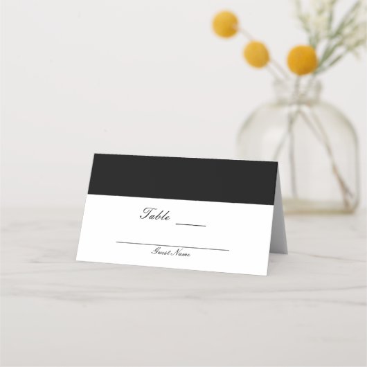 Carte De Placement Demi-noir & blanc Classy Élégant numéro de table (Dos)