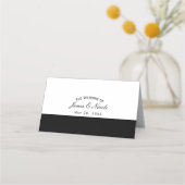 Carte De Placement Demi-noir & blanc Classy Élégant numéro de table (Devant)