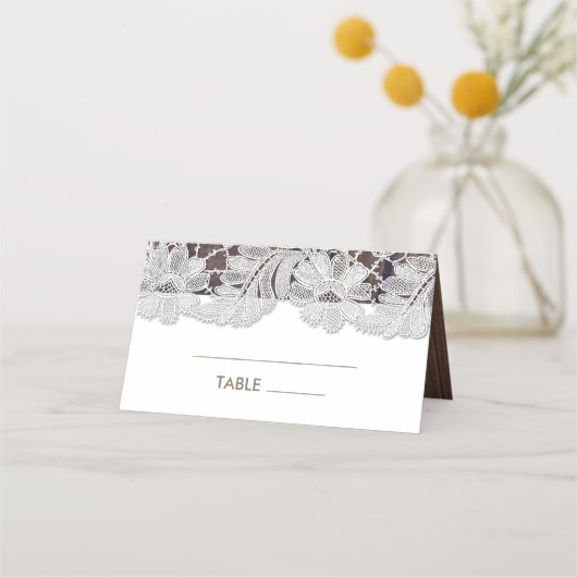 Carte De Placement Dentelle blanche | Barre Mariage table Place Card (Devant)