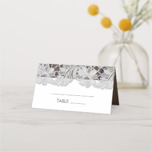 Carte De Placement Dentelle blanche Barre Mariage table Place Card