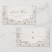 Carte De Placement Dentelle blanche bois mariage campagnard rustique  (Devant / Derrière)