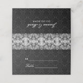 Carte De Placement Dentelle blanche sur Damas noir (Extérieur déplié)