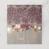 Carte De Placement Dentelle et fleurs de Bourgogne rustique (Extérieur déplié)