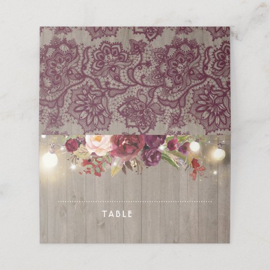 Carte De Placement Dentelle et fleurs de Bourgogne rustique (Extérieur déplié)