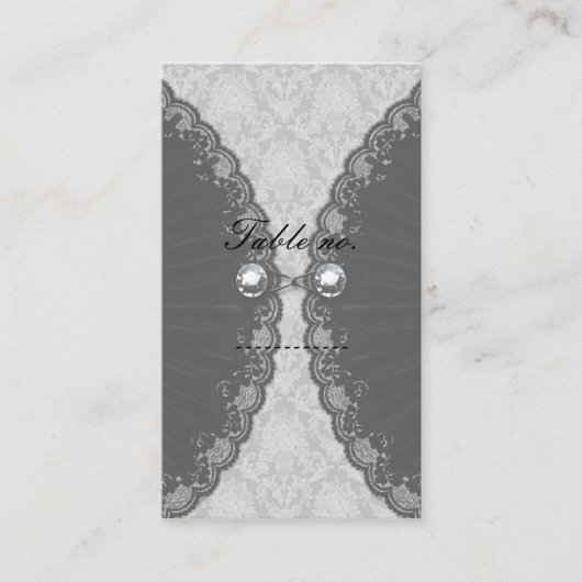 Carte De Placement Dentelle noire et Diamant Look Goth Mariage (Devant)
