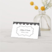 Carte De Placement Dentelle noire sur mariage blanc personnalisé (Dos)