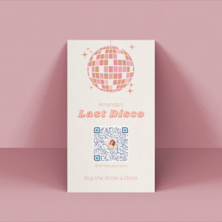 Carte De Placement Dernière Disco Bachelorette Party Venmo Card