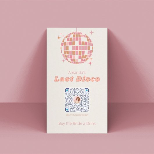 Carte De Placement Dernière Disco Bachelorette Party Venmo Card
