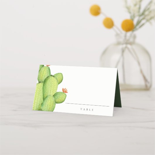 CARTE DE PLACEMENT DÉSERT D'EAU VERTE MONOGRAMME DE FLEURS CACTUS (Devant)