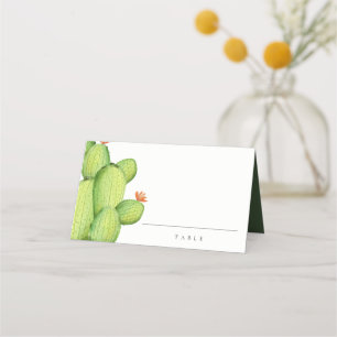 CARTE DE PLACEMENT DÉSERT D'EAU VERTE MONOGRAMME DE FLEURS CACTUS