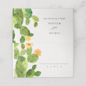 CARTE DE PLACEMENT DÉSERT D'EAU VERTE MONOGRAMME DE FLEURS CACTUS (Extérieur déplié)