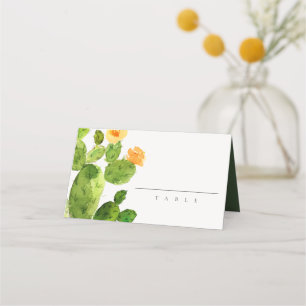 CARTE DE PLACEMENT DÉSERT D'EAU VERTE MONOGRAMME DE FLEURS CACTUS
