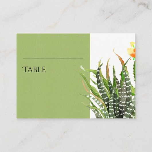 CARTE DE PLACEMENT DÉSERT MODERNE CACTUS JARDIN FLEURI COULEUR D'EAU (Dos)