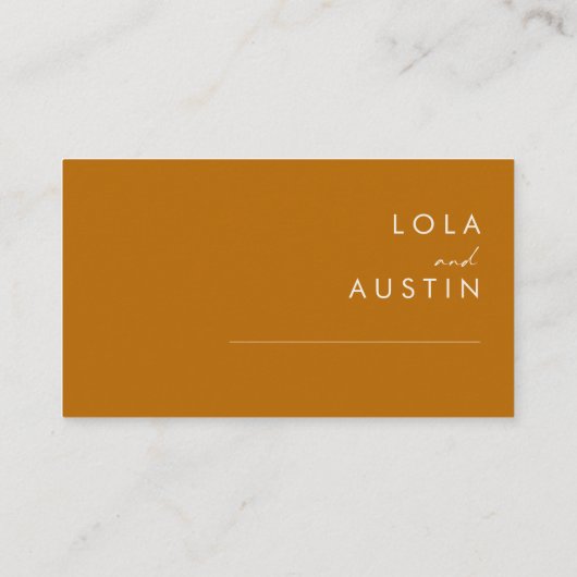 Carte De Placement Désert simple | Mariage plat orange brûlé (Dos)