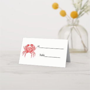 Carte De Placement Dessin Crabe Rouge Vintage #1