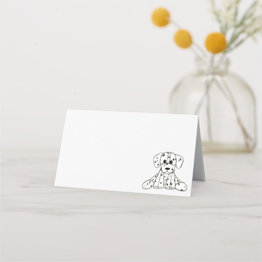 Carte De Placement Dessin simple de contour de chien en peluche dalma (Devant)