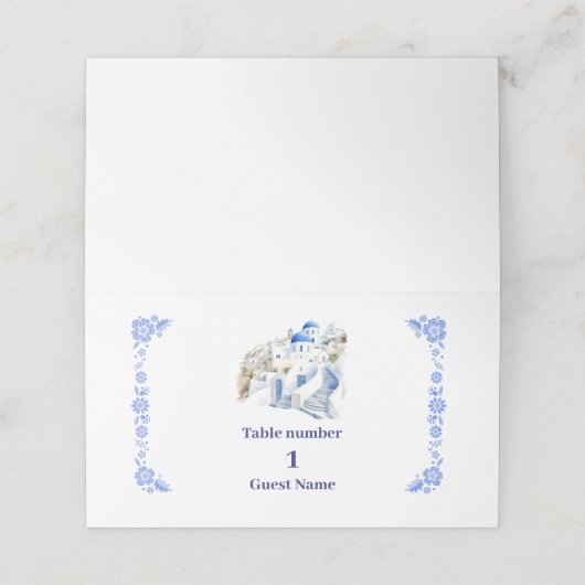 Carte De Placement Destination Grèce Mariage Santorin (Extérieur déplié)