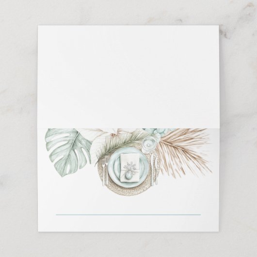 Carte De Placement Destination Plage Mariage Tropical Lieu Cadre (Extérieur déplié)