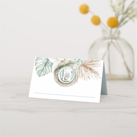 Carte De Placement Destination Plage Mariage Tropical Lieu Cadre (Devant)