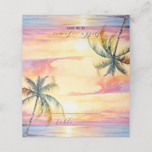 Carte De Placement Destination Sunset Beach Wedding (Extérieur déplié)