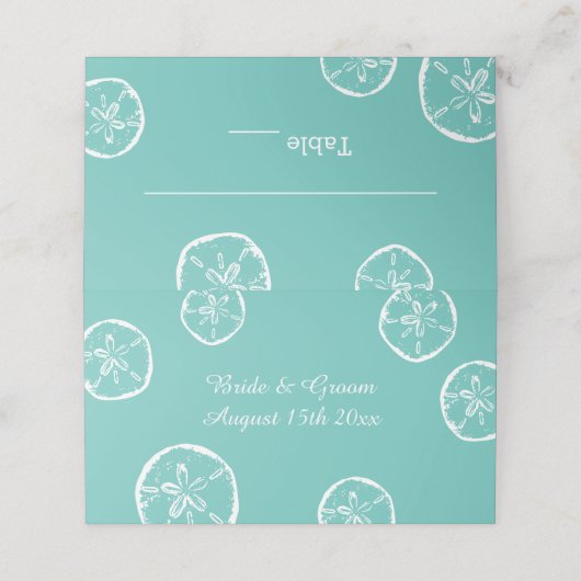 Carte De Placement Destination tropicale sable dollars thème mariage (Extérieur déplié)