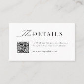 Carte De Placement Détails de code QR de typographie de script simple (Devant)
