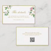 Carte De Placement Détails de mariage code QR Floral Chinoisorie (Devant / Derrière)