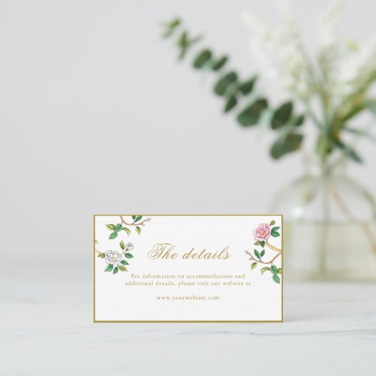 Carte De Placement Détails de mariage Floral Chinoisorie QR code (Debout devant)