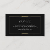 Carte De Placement Détails du Mariage simple encadré Elegance Black (Devant)