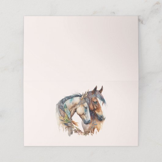 Carte De Placement Deux beaux chevaux Boho occidental (Extérieur déplié)