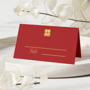 Carte De Placement Deux initiales mariage chinois moderne rouge
