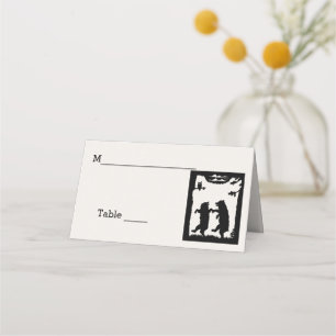 Carte De Placement Deux Ours Noirs Dansant Sous Les Arbres Chouette B