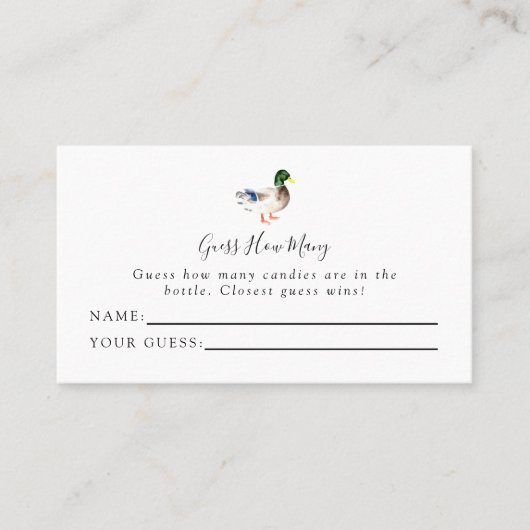 Carte De Placement Devinez combien de Baby shower de canard simple él (Devant)