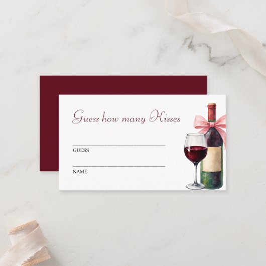 Carte De Placement Devinez combien de baisers Jeu de fête de mariage (Devant/Arrière en situation)